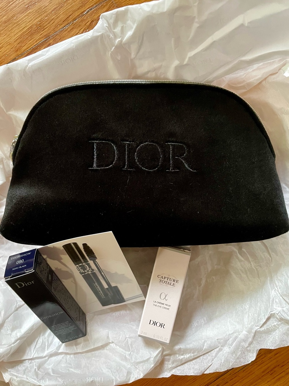 NWT Dior Black Velvet Logo Cosmetic Pouch